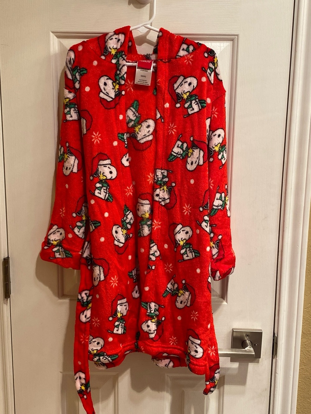 Peanuts Snoopy Plush Christmas Robe Hood + Dog Ears Kids Size Small | 6/6X NWT